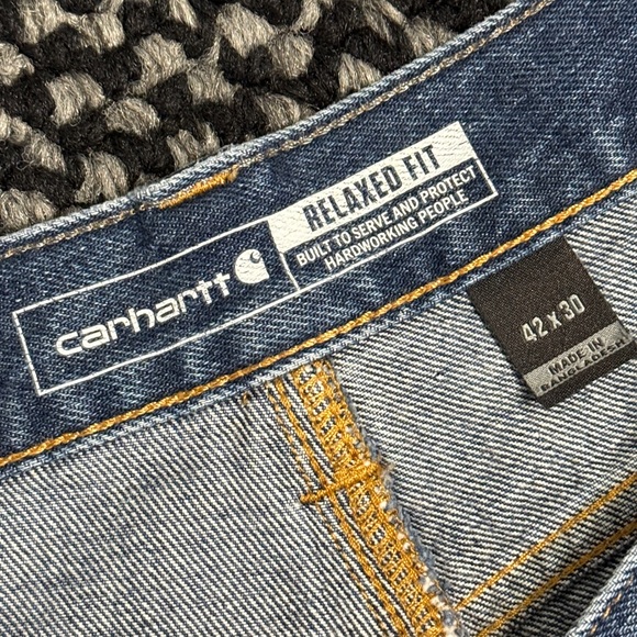 Carhartt Relaxed Fit Jeans Men’s 42 Workwear Blue Denim Utility Classic Outdoor - Picture 3 of 5